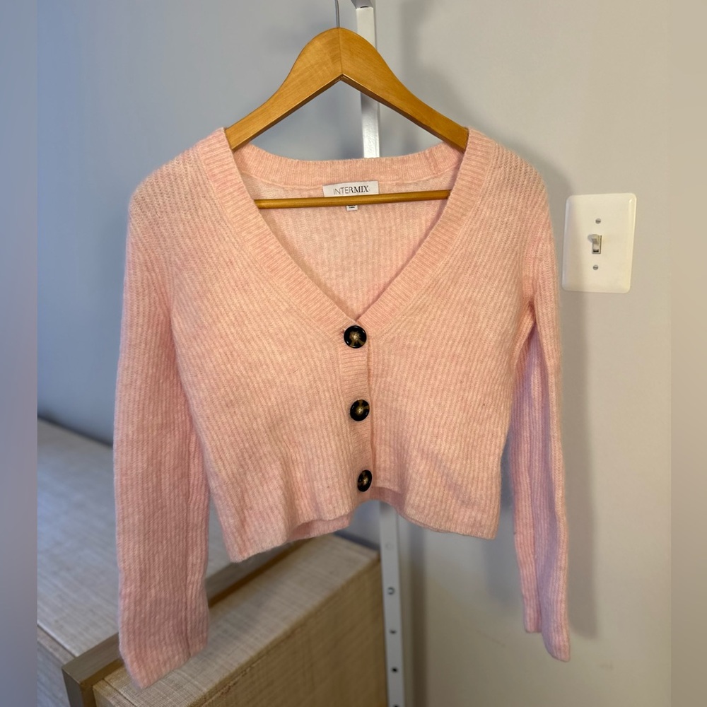 Intermix Pink Alpaca / Wool Blend Cardigan in Size S